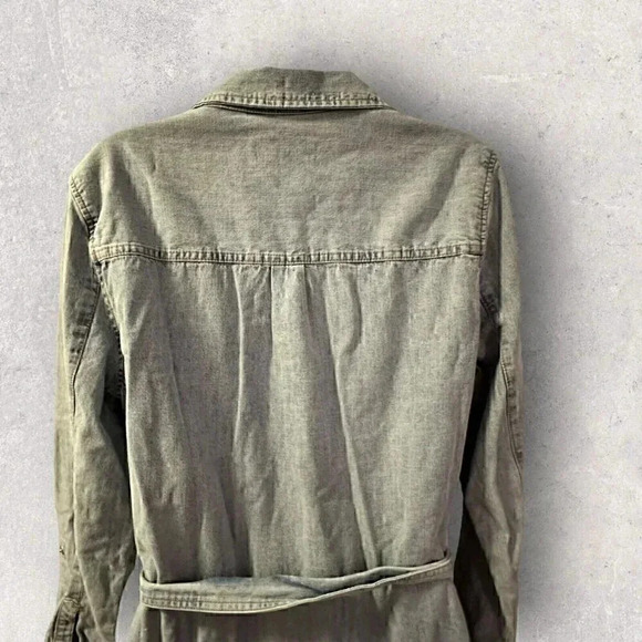 TOAST Jeans light denim shirt dress w/ pearl snaps and belt size Med - Picture 11 of 14